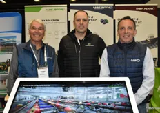 Frederic Lavoie of Produce Tech is flanked by Denny Bilton and Vincent Lebrun of MAF Roda.